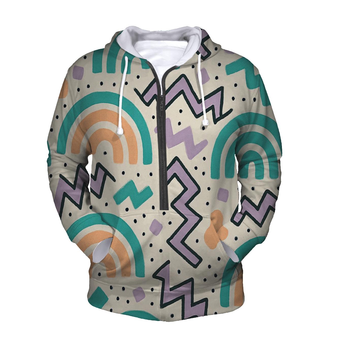 Pastel Memphis Radio Waves designer hoodies