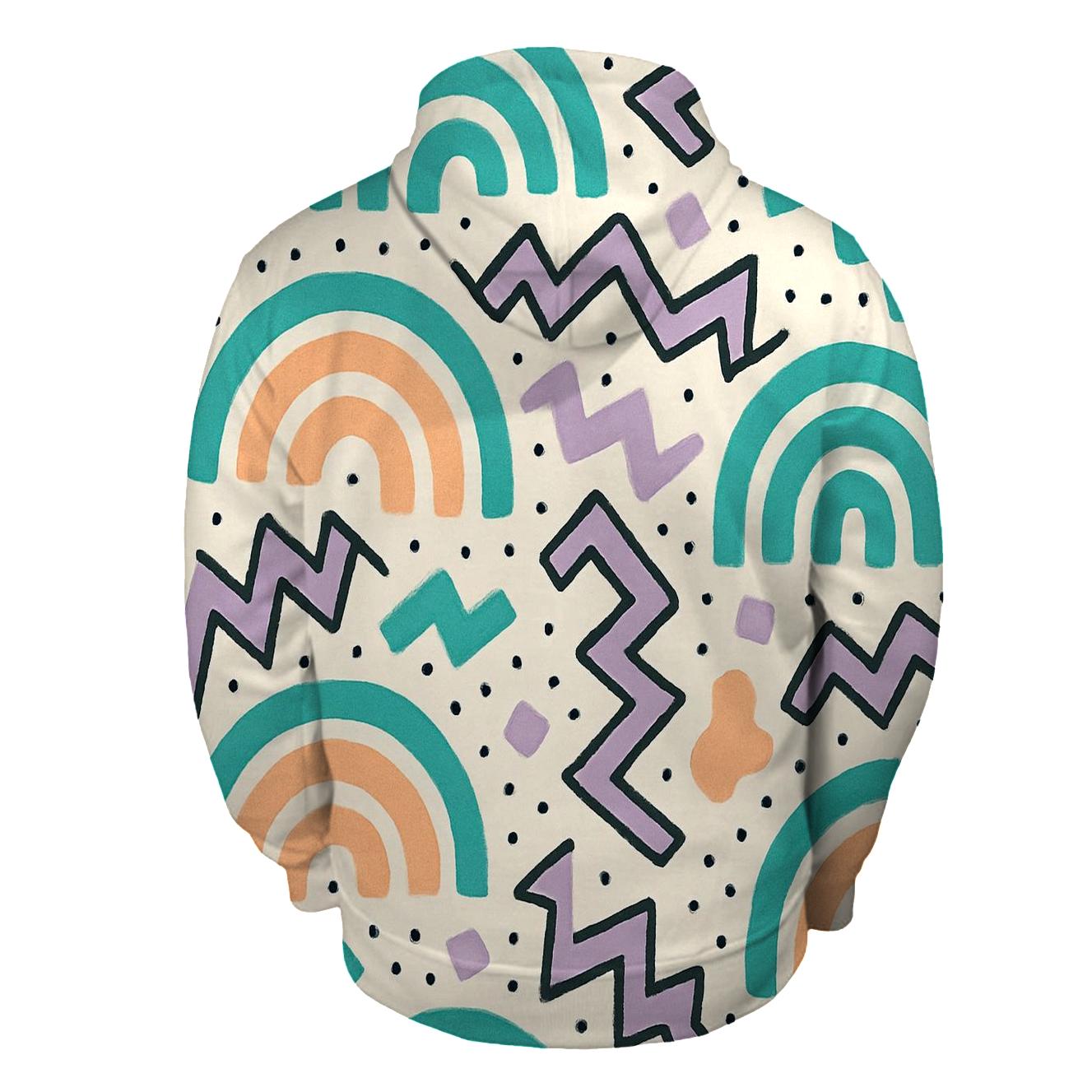 Pastel Memphis Radio Waves designer hoodies