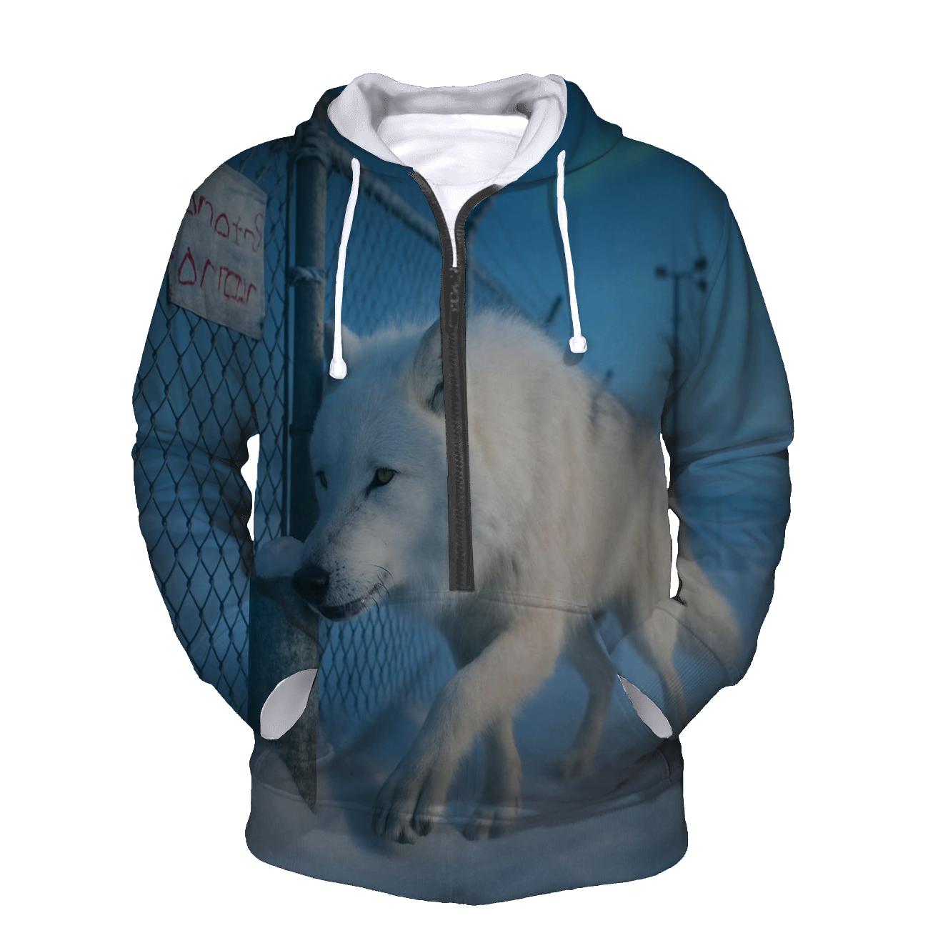 Arctic Wolf Along The Weather Station Fence Line hoodie trends