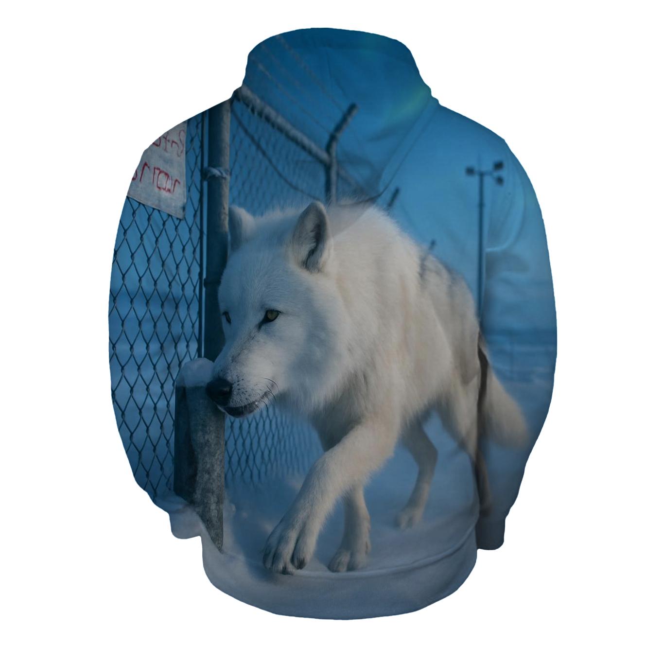 Arctic Wolf Along The Weather Station Fence Line hoodie trends