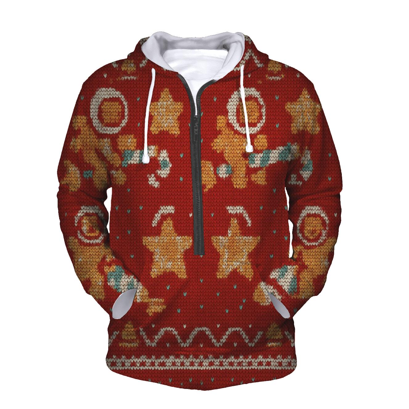 Galactic Gingerbread Rocket Sweater Tile Design zip-up hoodies