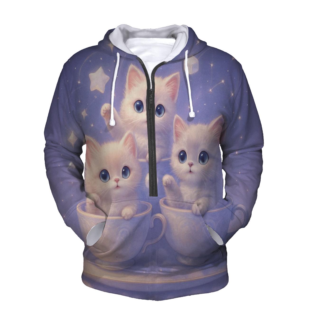Moonlit Teacup Kittens graphic hoodies