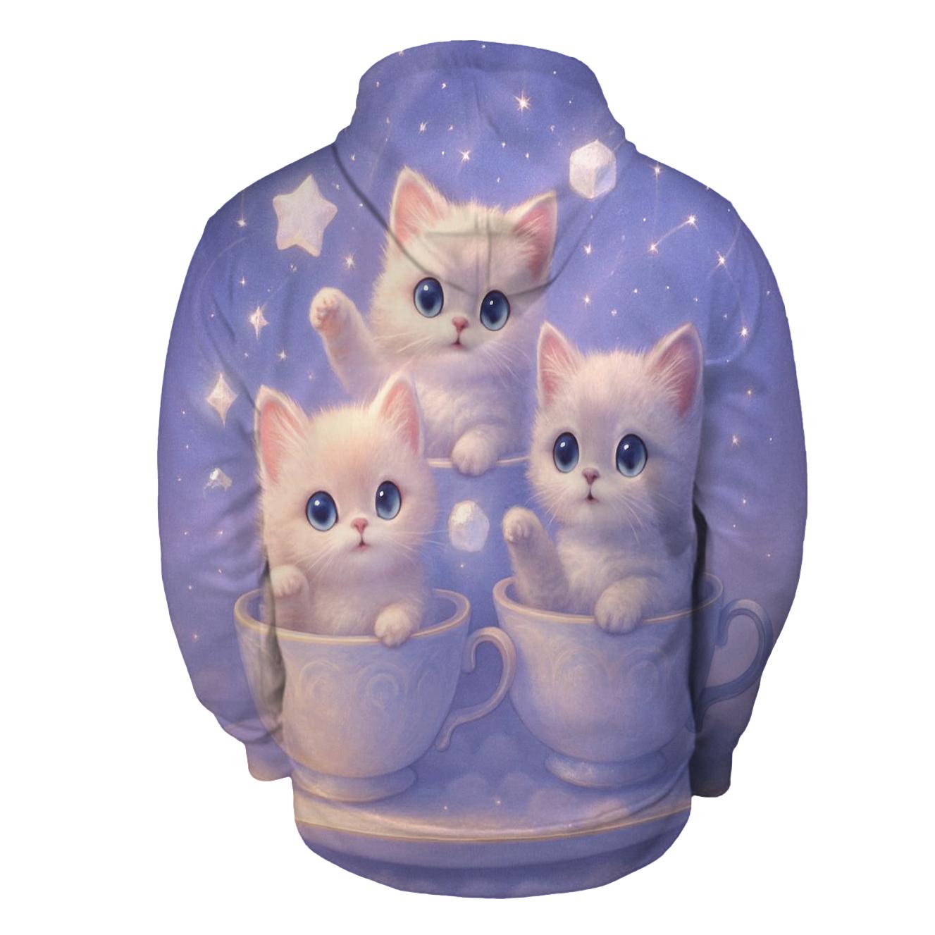 Moonlit Teacup Kittens graphic hoodies