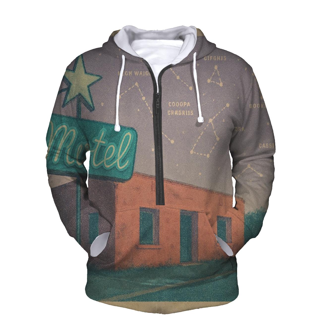 Faded Desert Motel Star Map Postcard zip-up hoodies