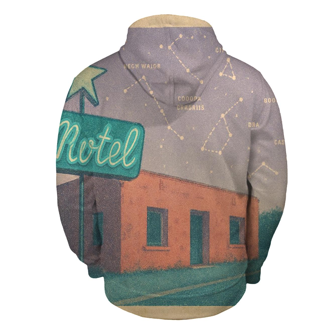 Faded Desert Motel Star Map Postcard zip-up hoodies