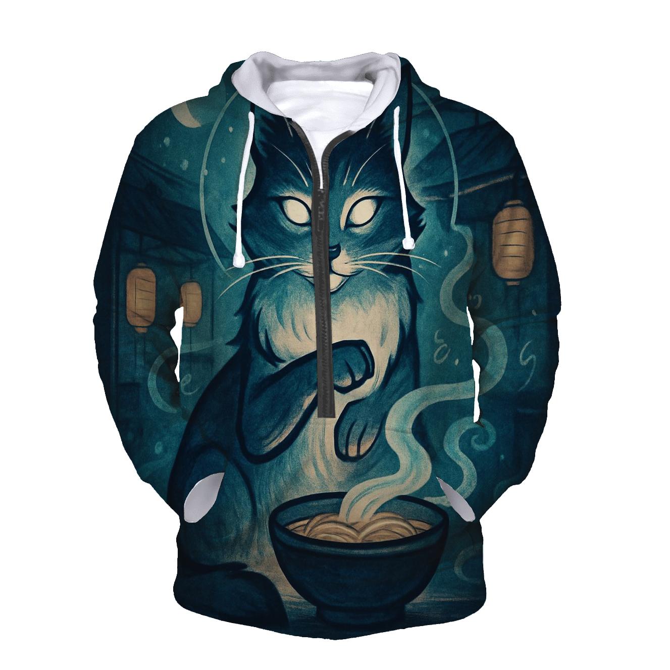 Moonlit Noodle Shop Guardian Cat hoodie trends