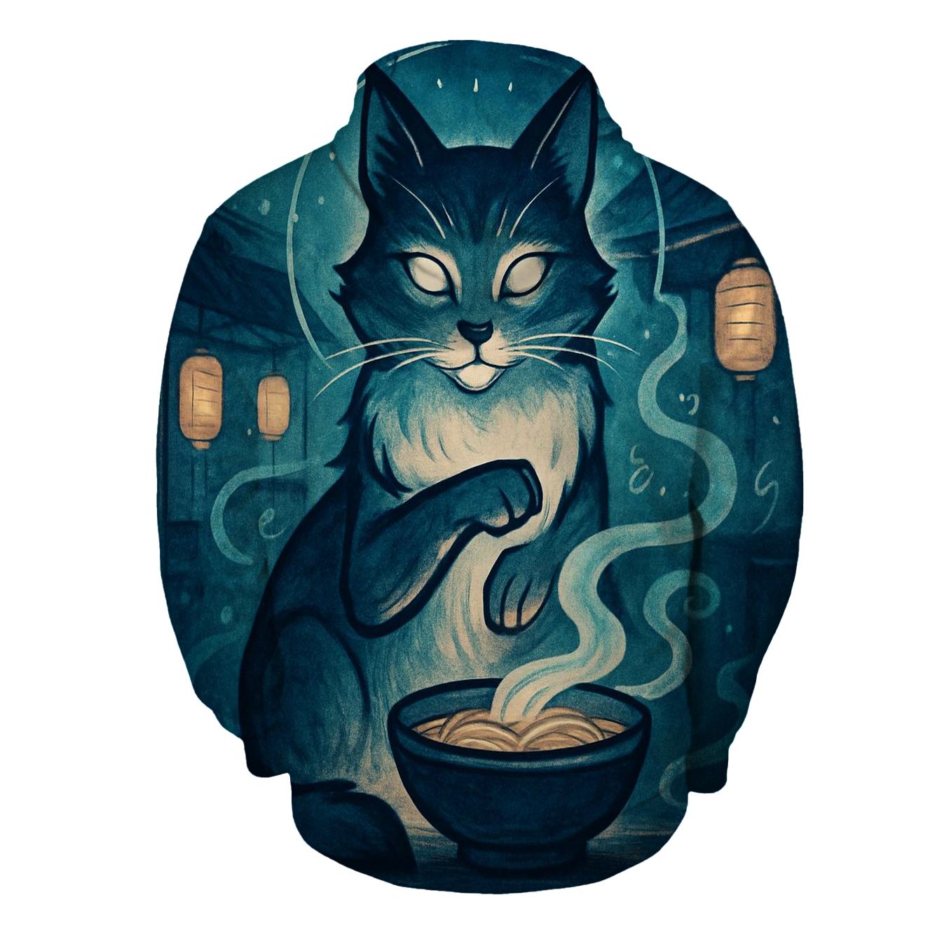 Moonlit Noodle Shop Guardian Cat hoodie trends