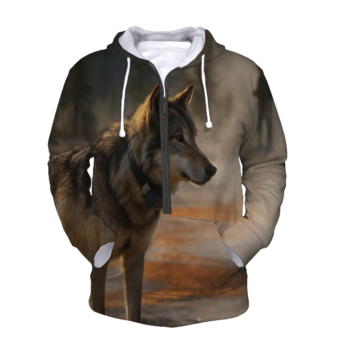 Radio Collared Wolf In Geothermal Steam Basin premium hoodies