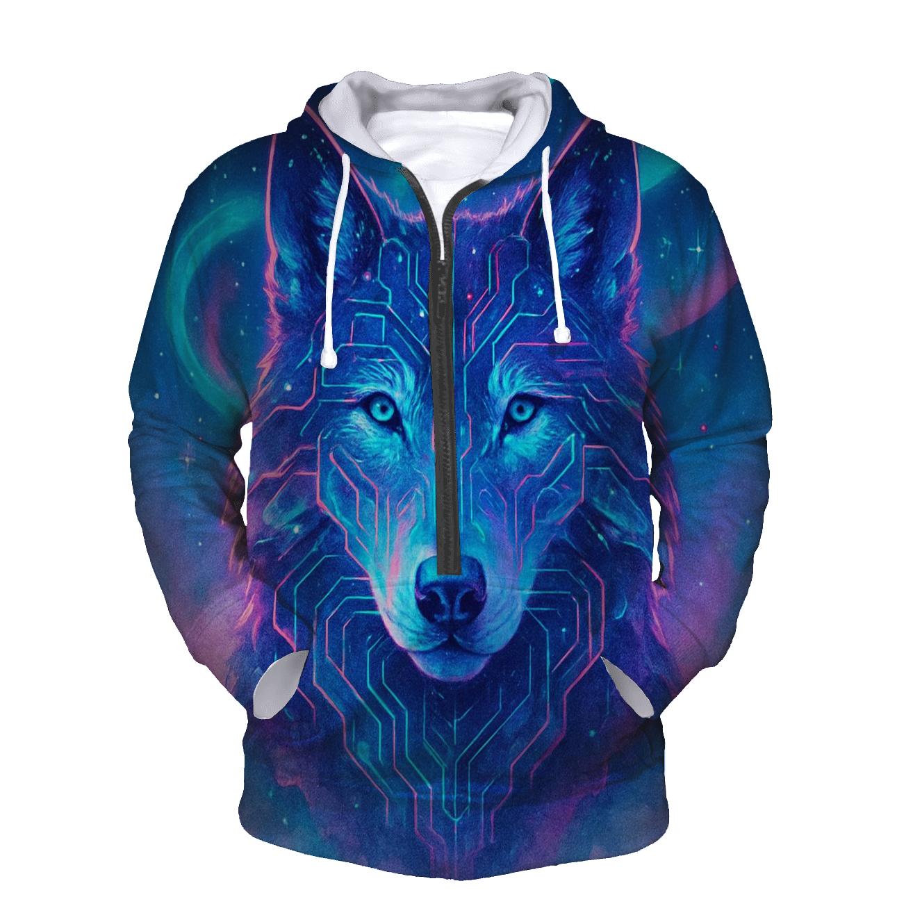 Aurora Circuit Dreamwolf embroidered hoodies