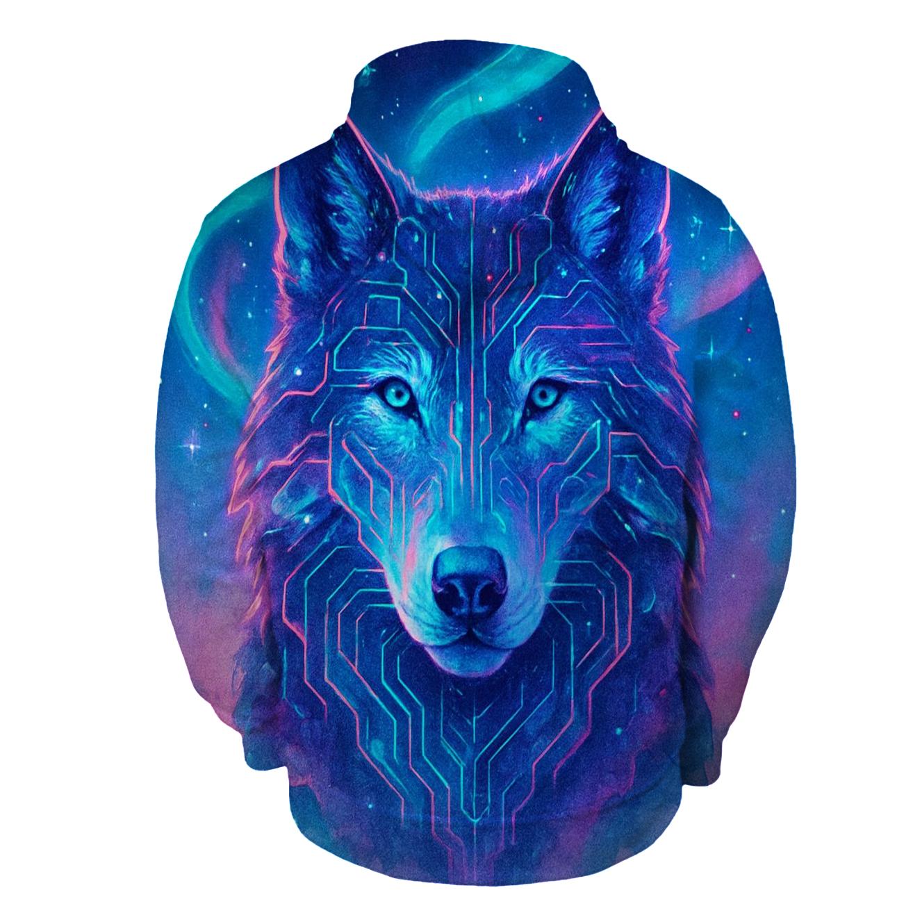 Aurora Circuit Dreamwolf embroidered hoodies