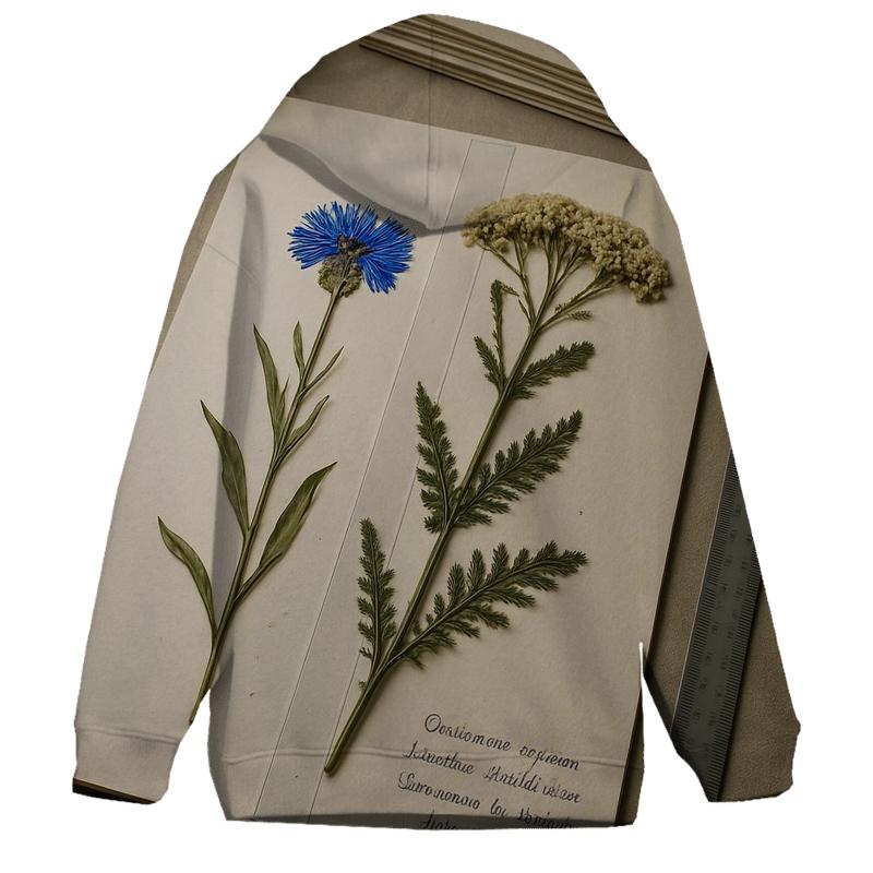 Pressed Wildflower Herbarium Page Beside A Light Box graphic hoodies