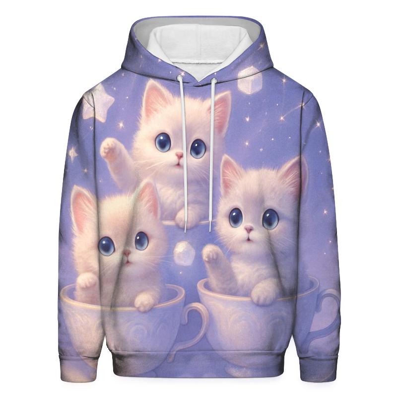 Moonlit Teacup Kittens printed hoodies