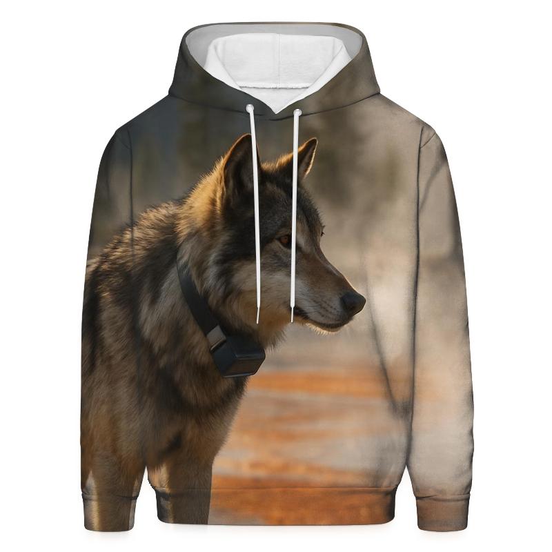 Radio Collared Wolf In Geothermal Steam Basin designer hoodies