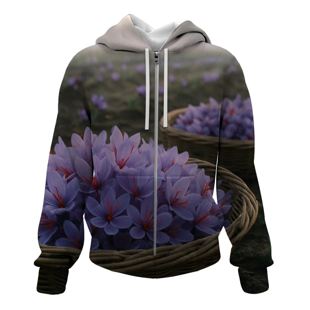 Saffron Crocus Harvest Trays In A Dawn Field hoodie trends