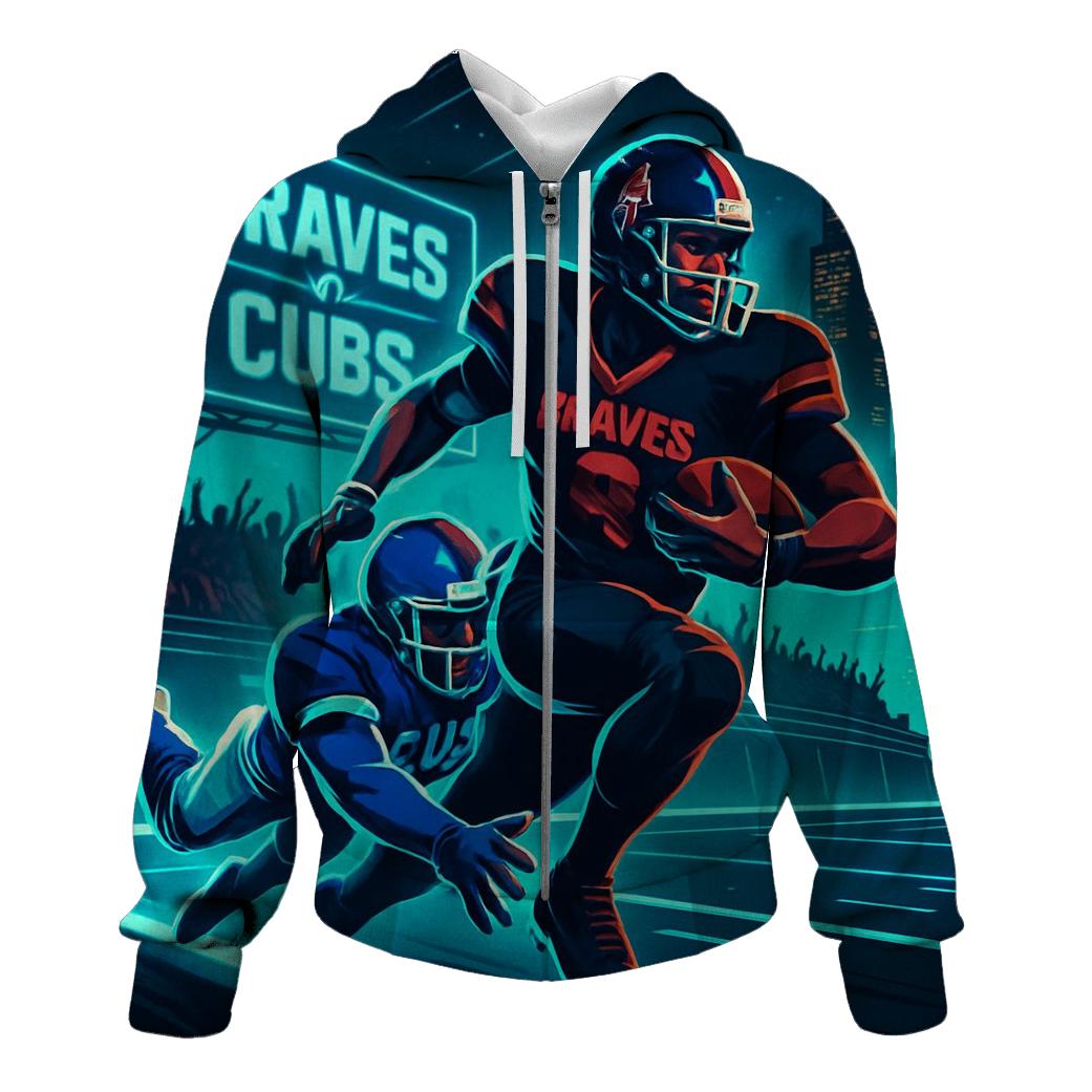 Neon Skyline Scrimmage Braves Versus Cubs embroidered hoodies