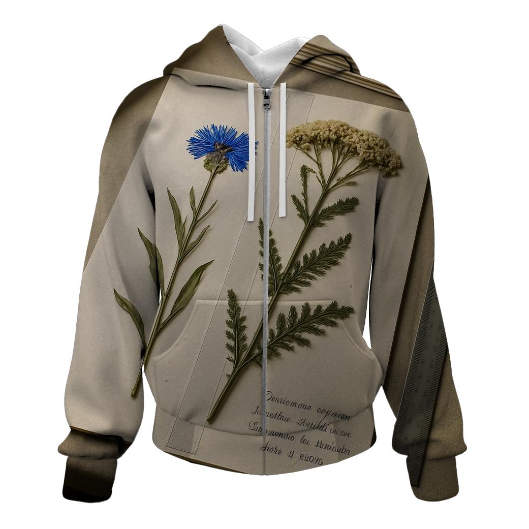 Pressed Wildflower Herbarium Page Beside A Light Box custom hoodies