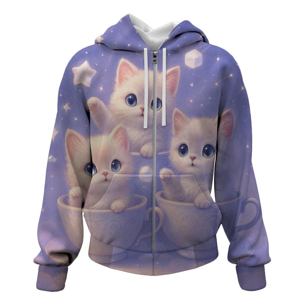 Moonlit Teacup Kittens custom hoodies