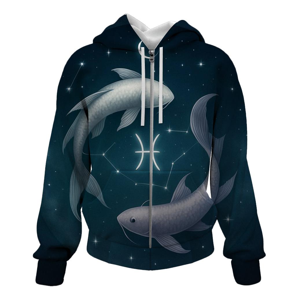 Pisces Moonlit Dual Fish Constellation Mirror hoodie trends
