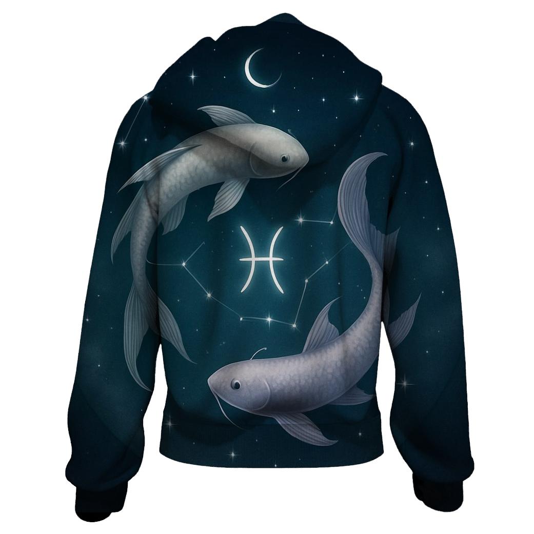 Pisces Moonlit Dual Fish Constellation Mirror hoodie trends