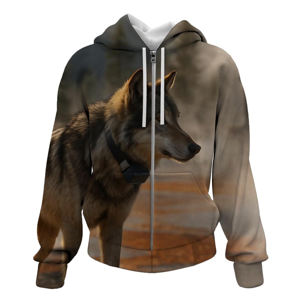 Radio Collared Wolf In Geothermal Steam Basin heavyweight hoodies