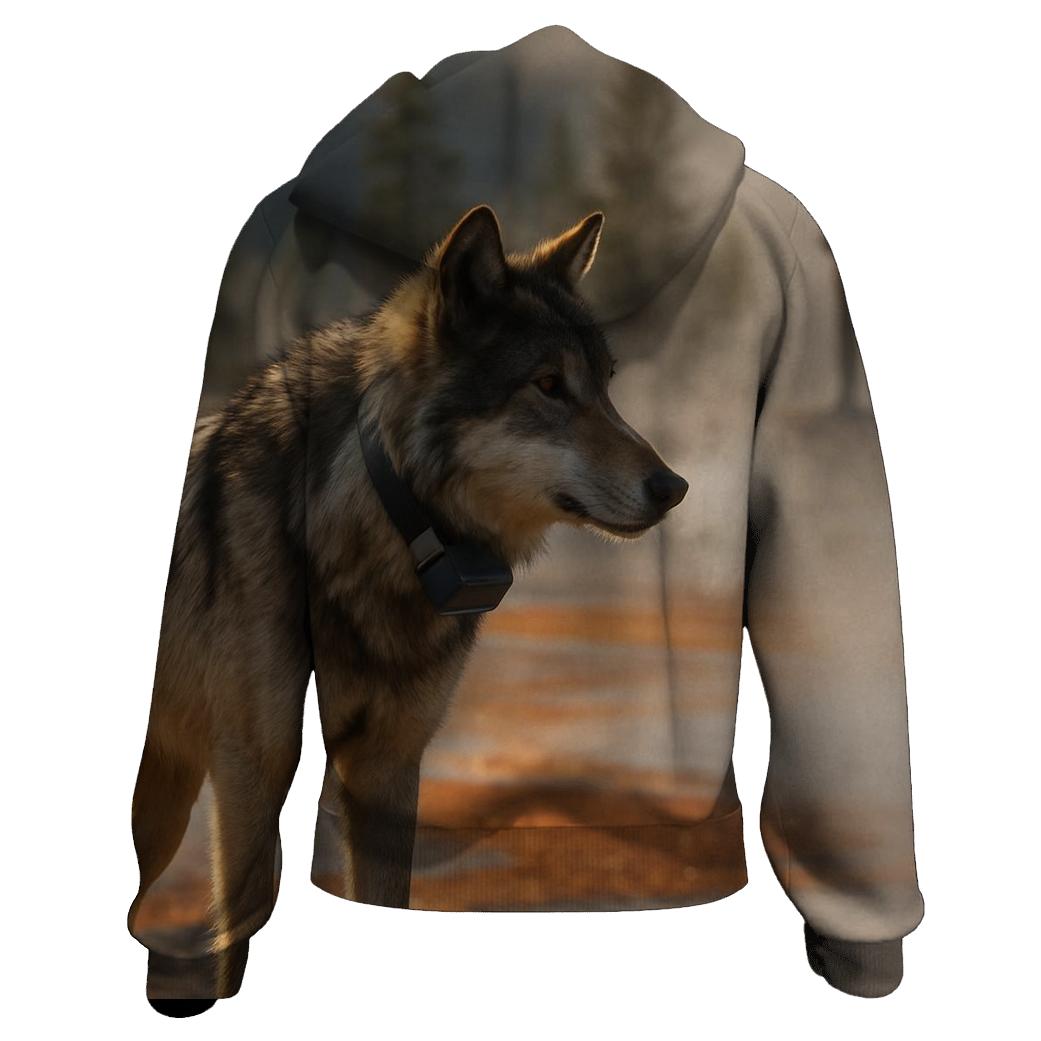 Radio Collared Wolf In Geothermal Steam Basin heavyweight hoodies