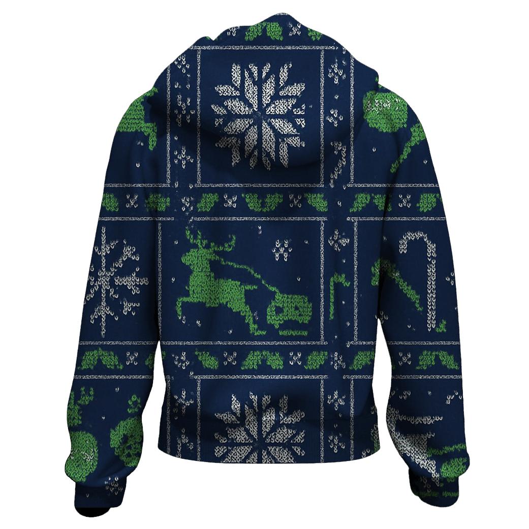 Aurora Reindeer Sleigh Circuit Knit Grid Design premium hoodies