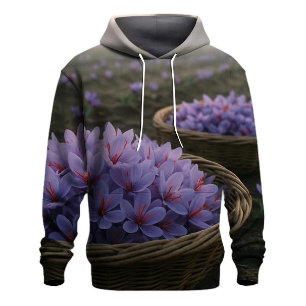Saffron Crocus Harvest Trays In A Dawn Field graphic hoodies