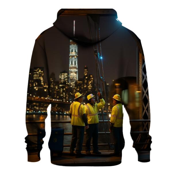 Midnight Maintenance On The Manhattan Bridge graphic hoodies