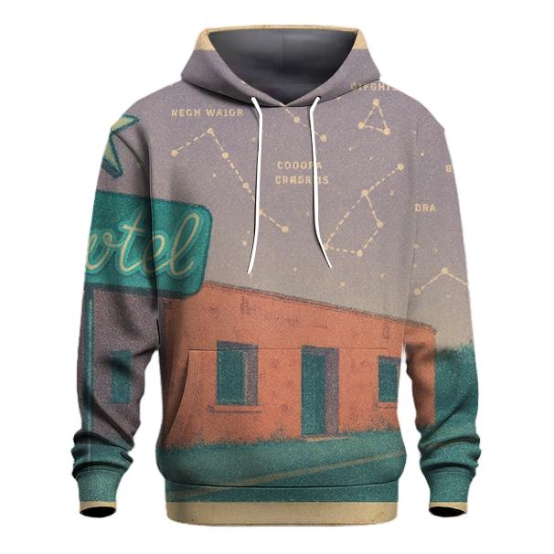 Faded Desert Motel Star Map Postcard embroidered hoodies