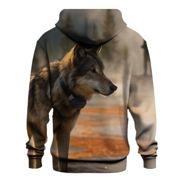 Radio Collared Wolf In Geothermal Steam Basin lightweight hoodies