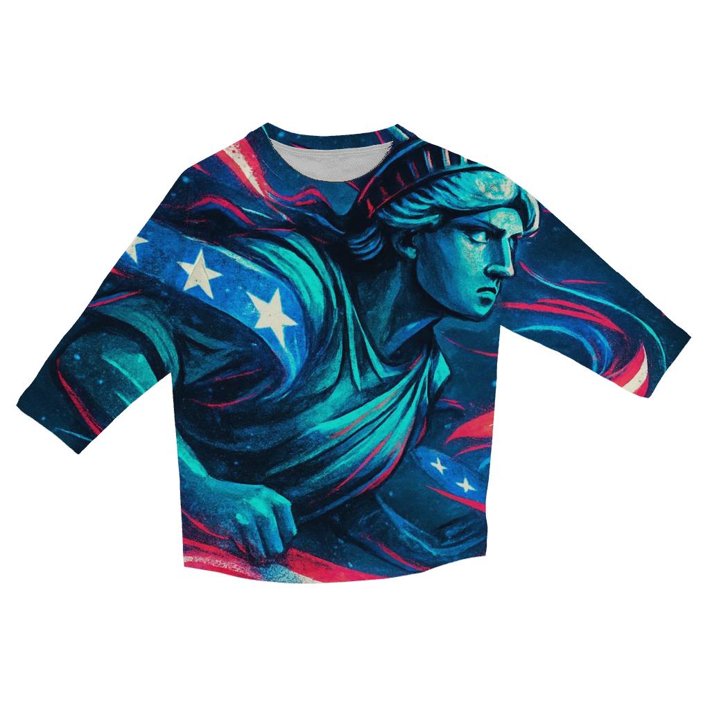 Neon Liberty Surge Flag designer 3/4 sleeve blouses
