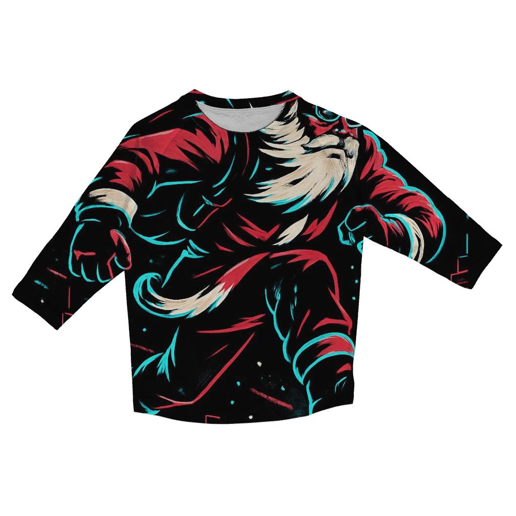 Neon Night Santa On The Rooftop Run casual three quarter sleeve shirts