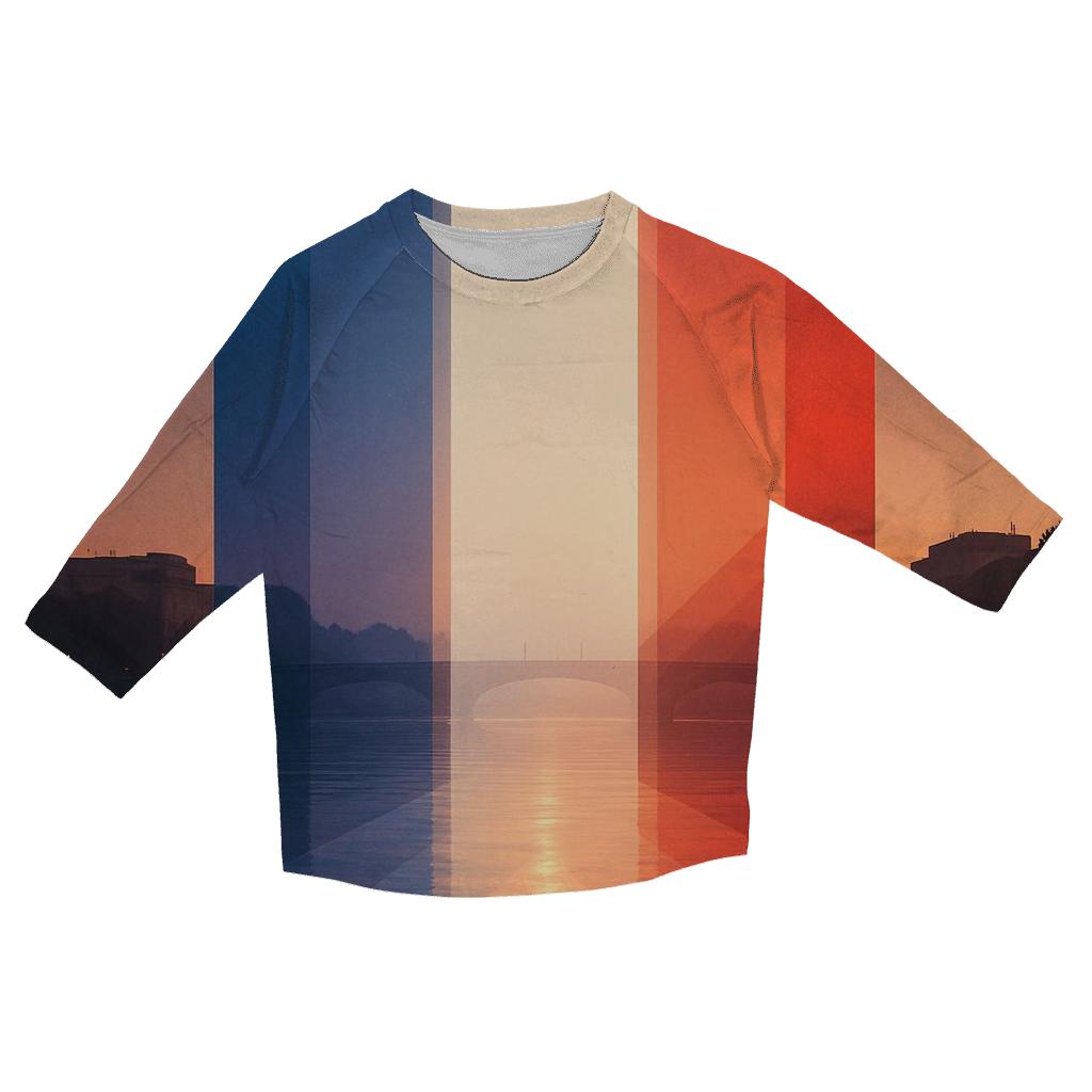 France Geometric Tricolor Skyfall designer 3/4 sleeve blouses