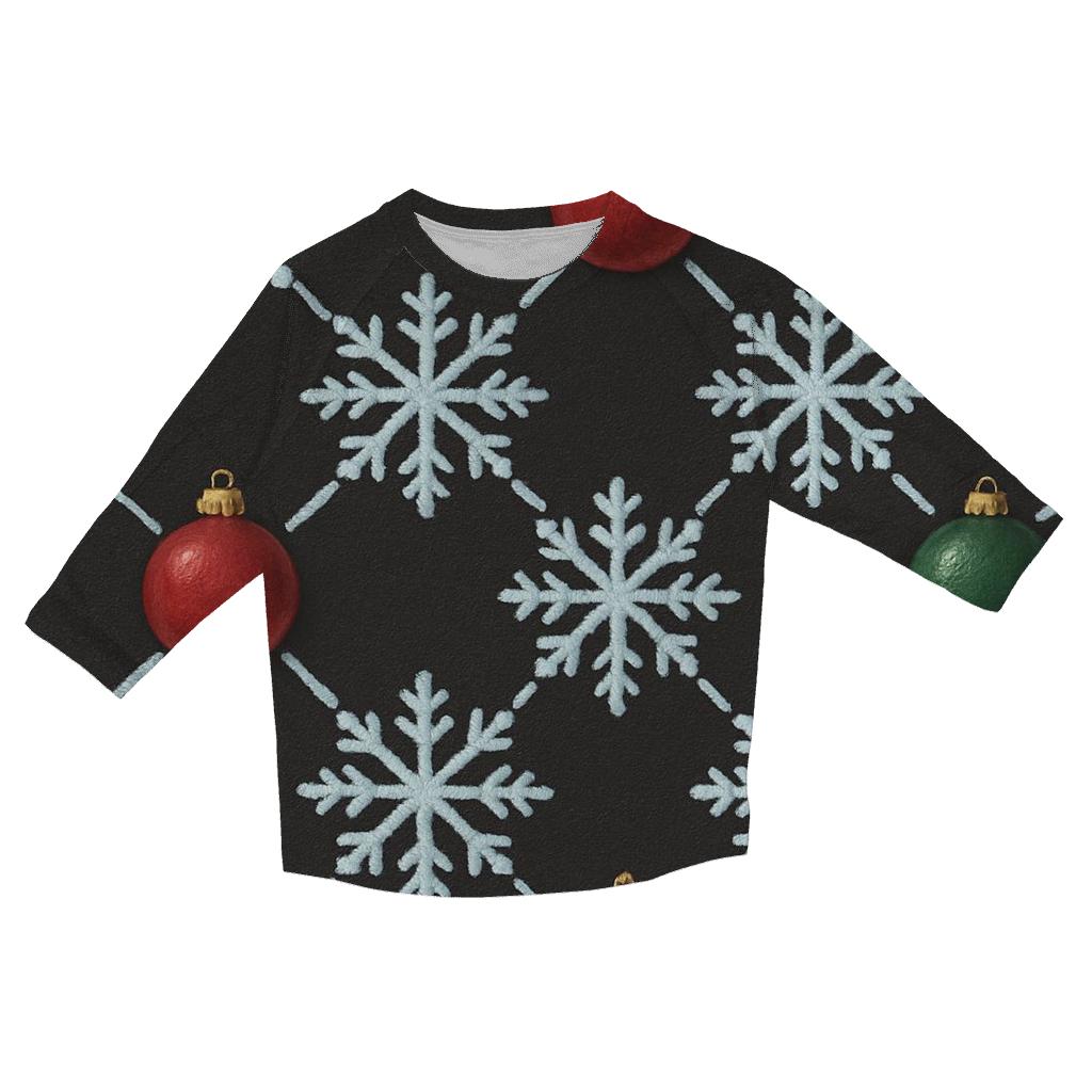 Midnight Snowflake Ornament Lattice On Charcoal Background designer 3/4 sleeve blouses