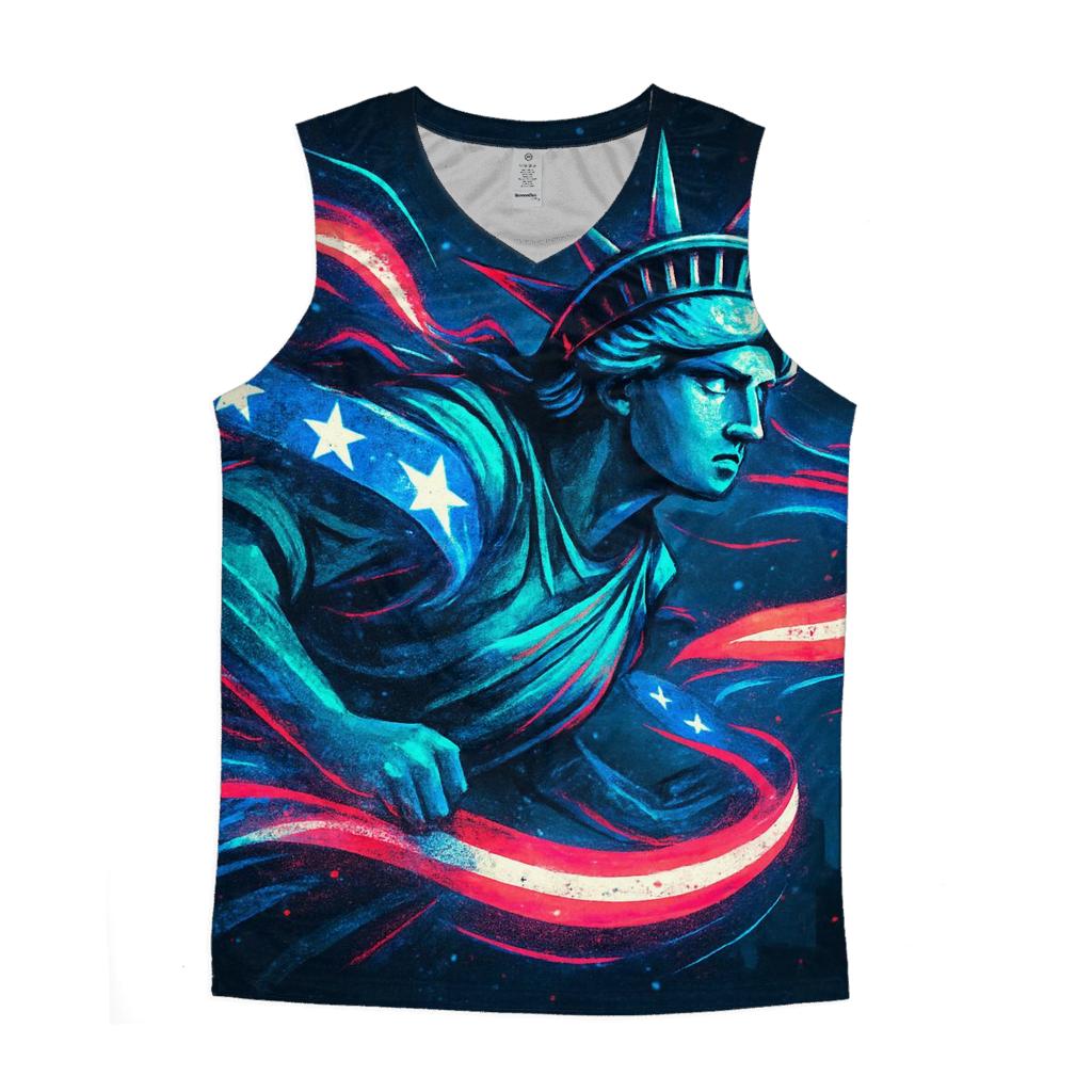 Neon Liberty Surge Flag trendy fitted tank tops