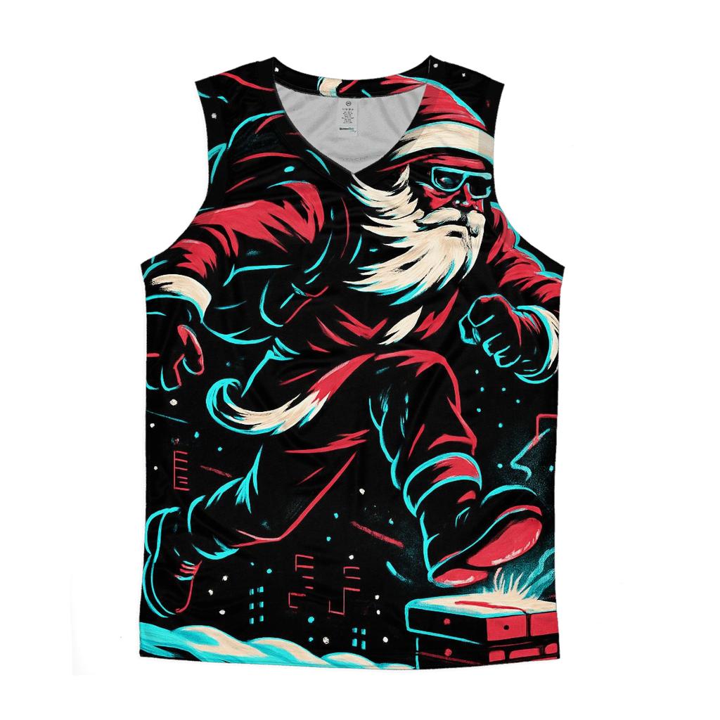 Neon Night Santa On The Rooftop Run personalized athletic tanks