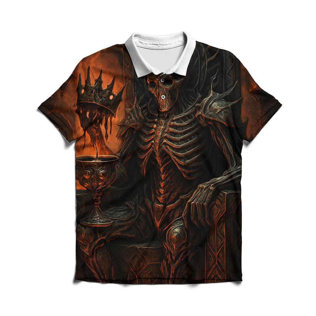 Obsidian Crown Of The Ash King embroidered polo tops