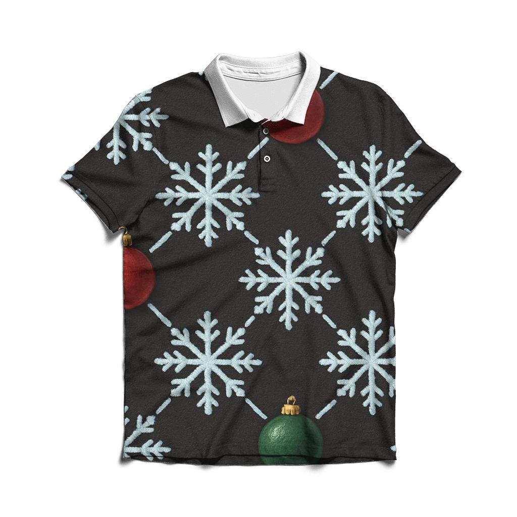 Midnight Snowflake Ornament Lattice On Charcoal Background branded logo polo shirts