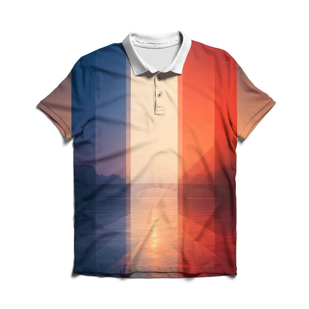 France Geometric Tricolor Skyfall casual sports polo shirts