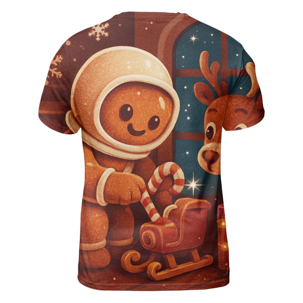 Gingerbread Astronaut Sleigh Repair statement graphic shirts