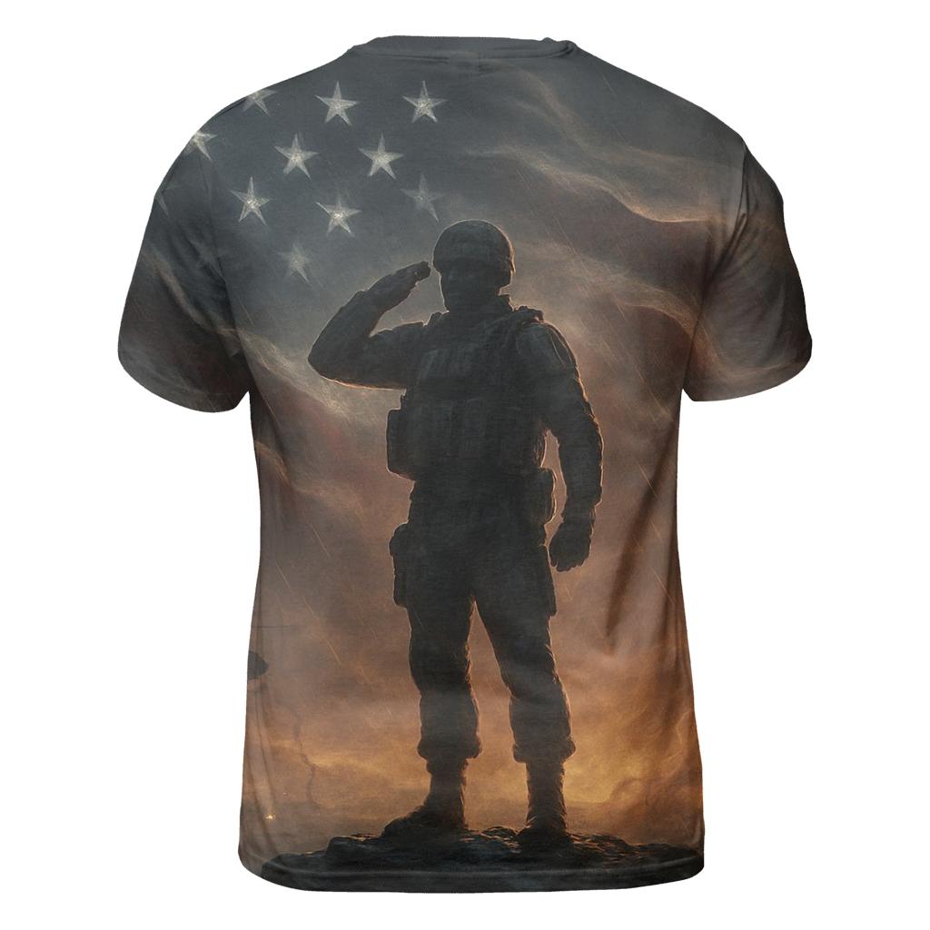 Constellation Salute Over Stormlit Stripes vibrant all-over design tees