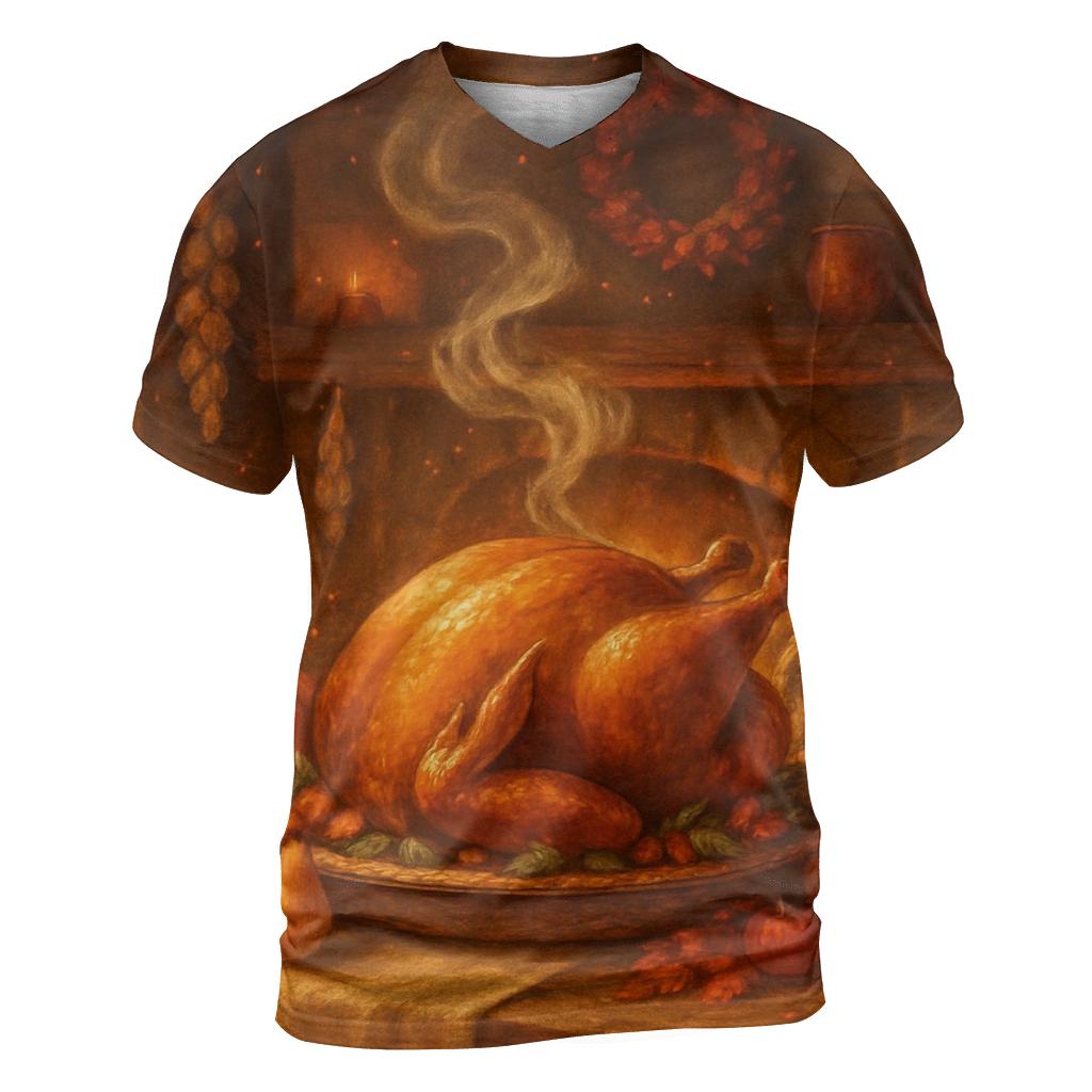 Candlelit Cornucopia Hearth vibrant all-over design tees