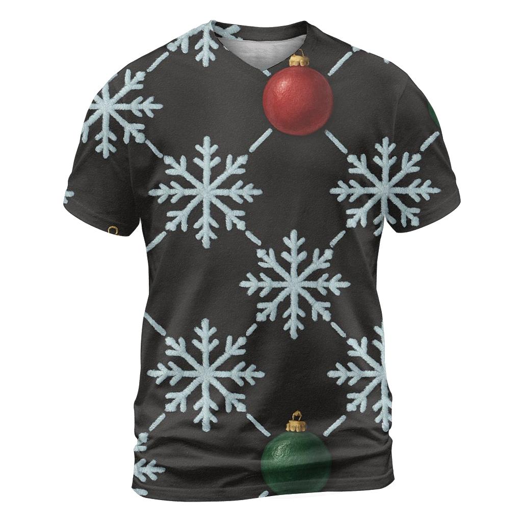 Midnight Snowflake Ornament Lattice On Charcoal Background artistic all-over print tops