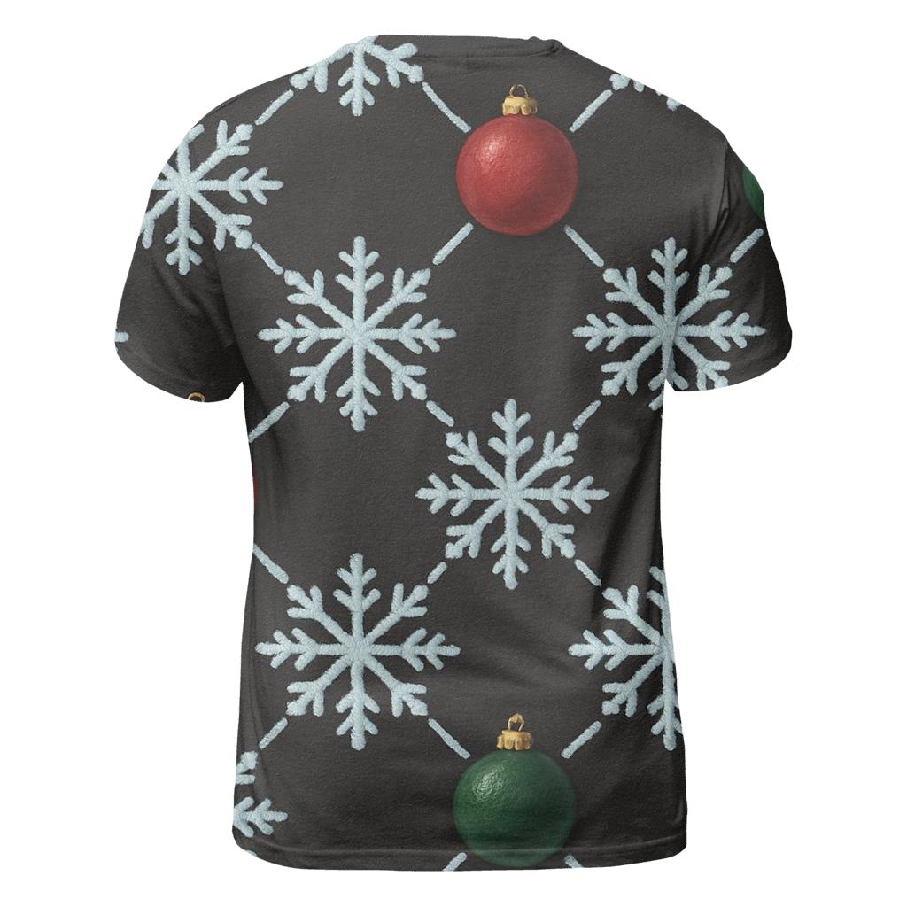 Midnight Snowflake Ornament Lattice On Charcoal Background artistic all-over print tops