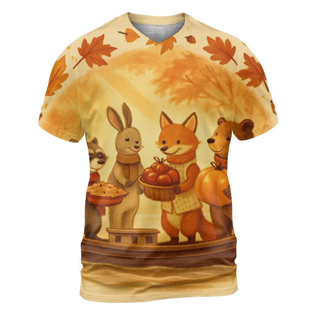 Autumn Riverboat Gratitude Parade vibrant all-over design tees