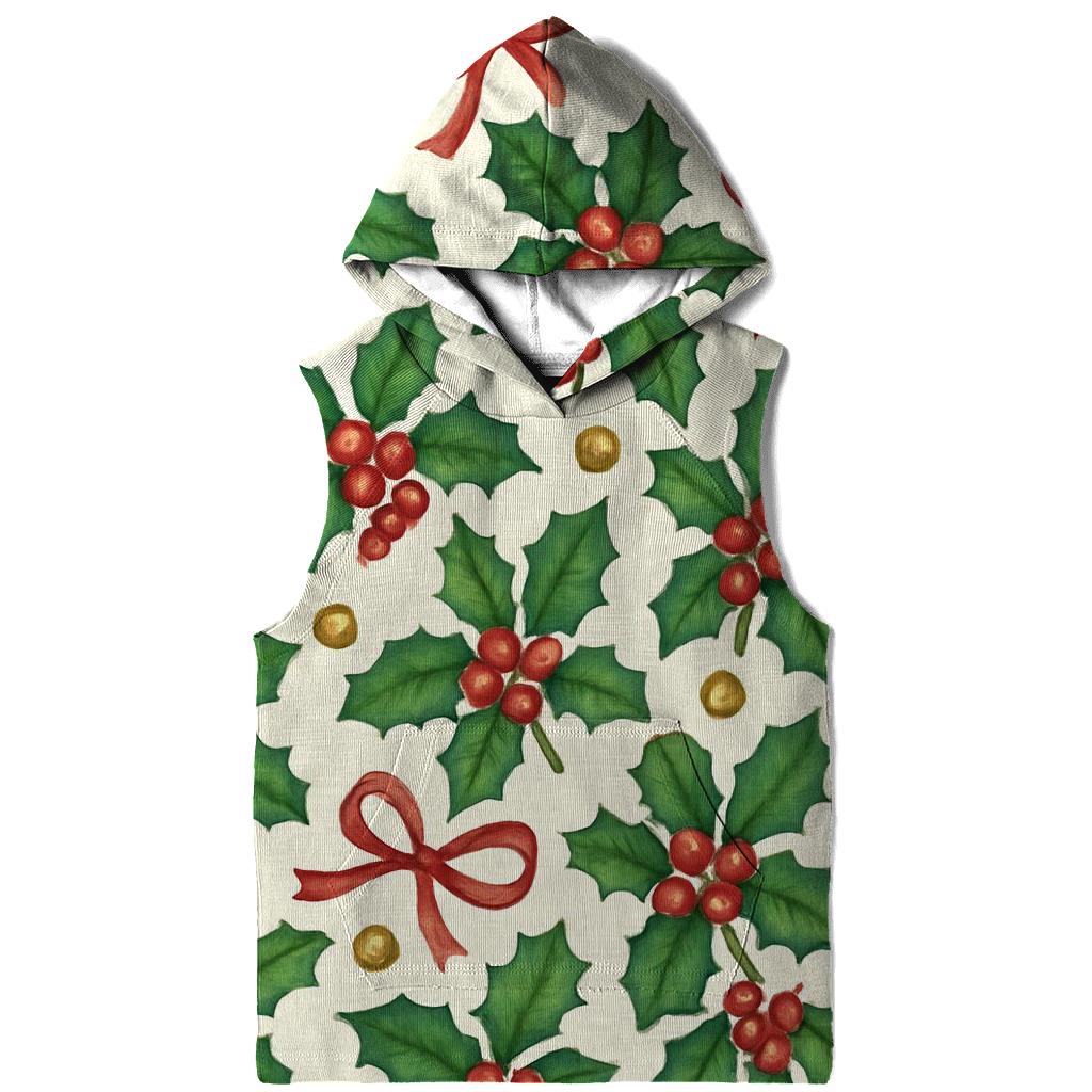 Emerald Holly Ribbon Tessellation On Ivory Background pullover hoodies