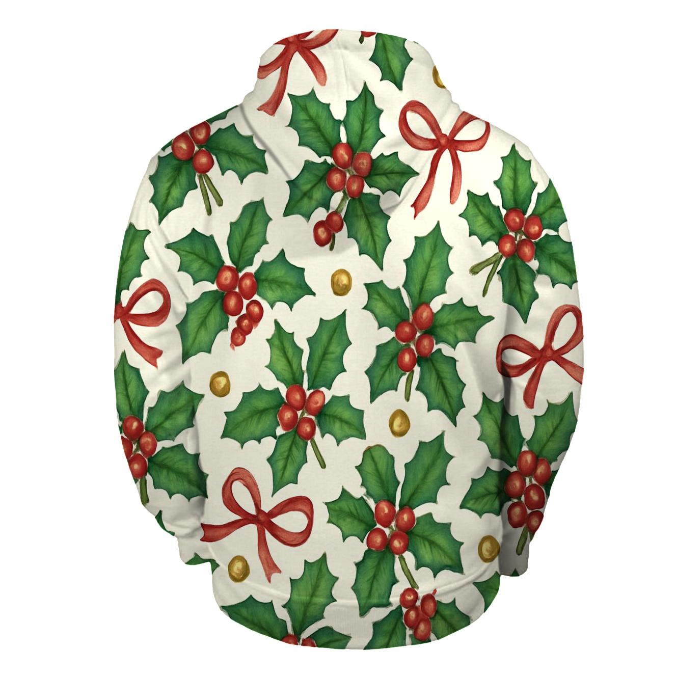 Emerald Holly Ribbon Tessellation On Ivory Background hoodie styles