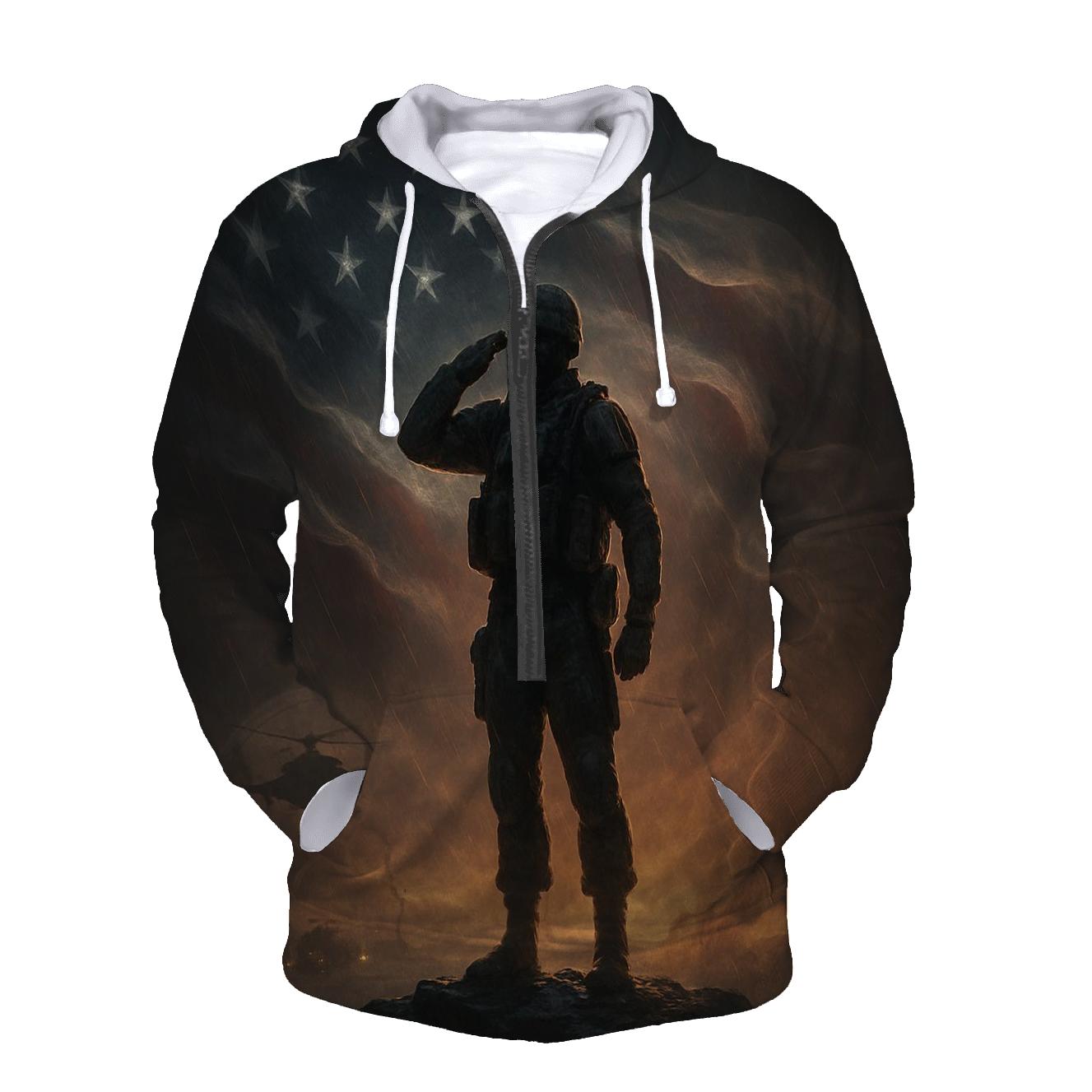 Constellation Salute Over Stormlit Stripes embroidered hoodies