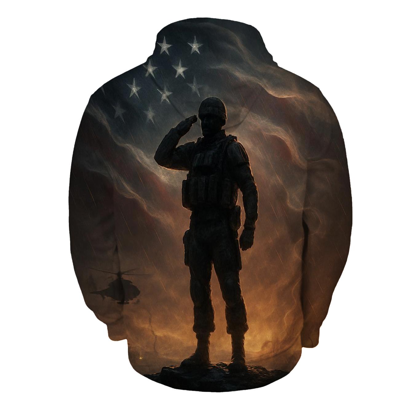 Constellation Salute Over Stormlit Stripes embroidered hoodies