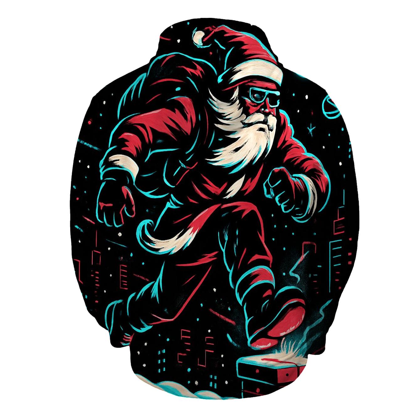 Neon Night Santa On The Rooftop Run heavyweight hoodies